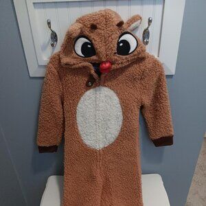 Child's Faux Fur Rudolph Red Nosed Reindeer Costume Size 6